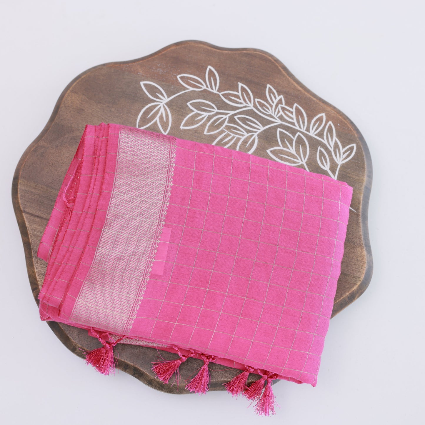 Fancy Soft Cotton Fuscia Saree
