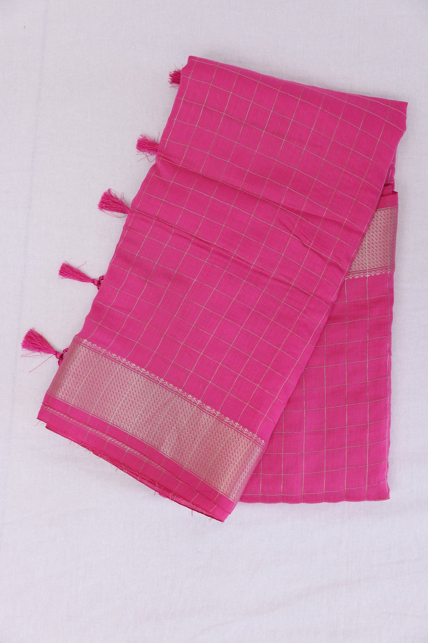 Fancy Soft Cotton Fuscia Saree