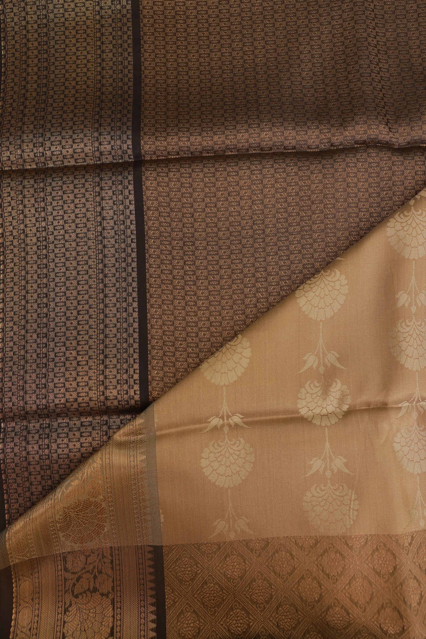 Jacquard Silk Dark Mocha Beige Saree