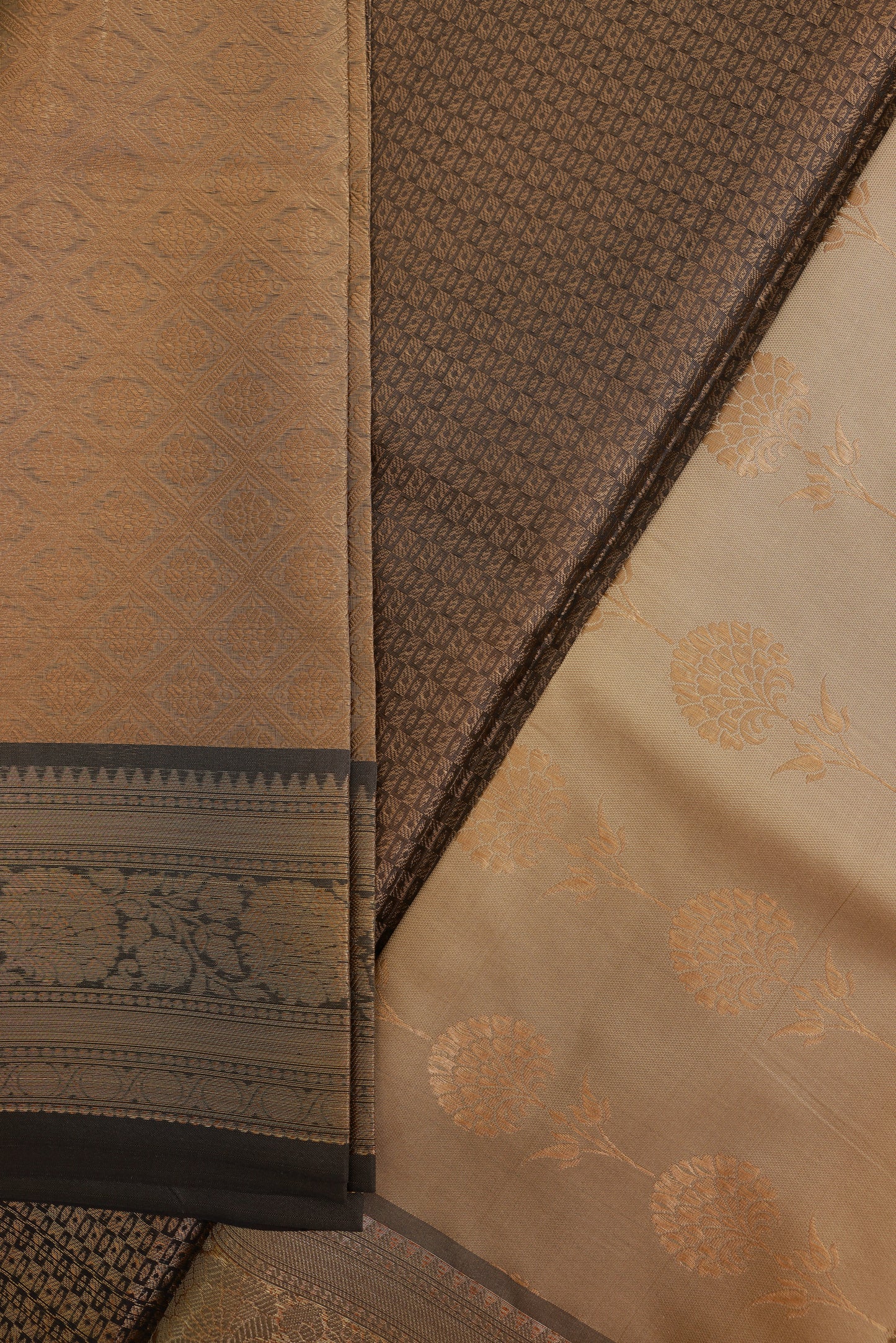 Jacquard Silk Dark Mocha Beige Saree