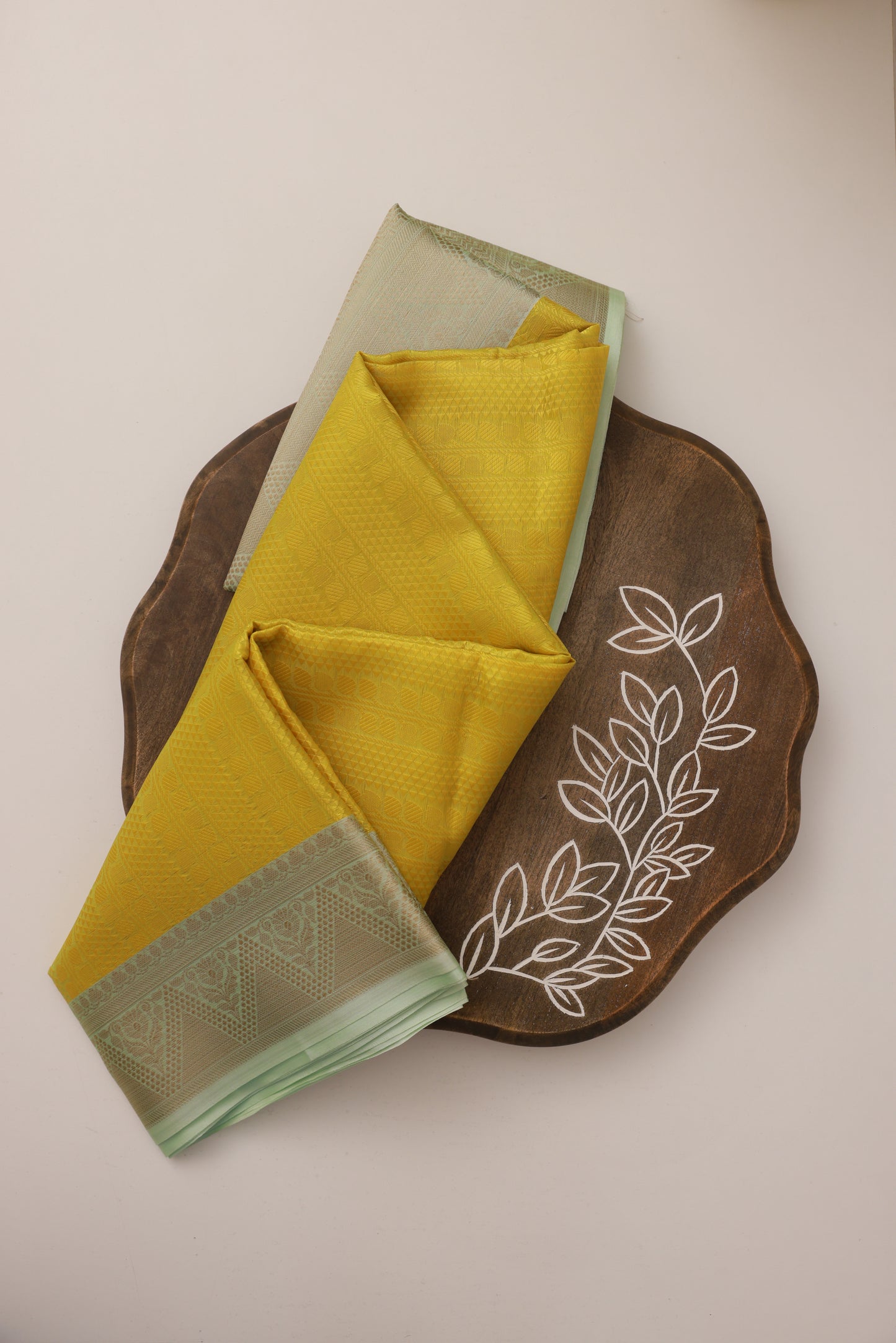 Jacquard Silk Saffron Saree