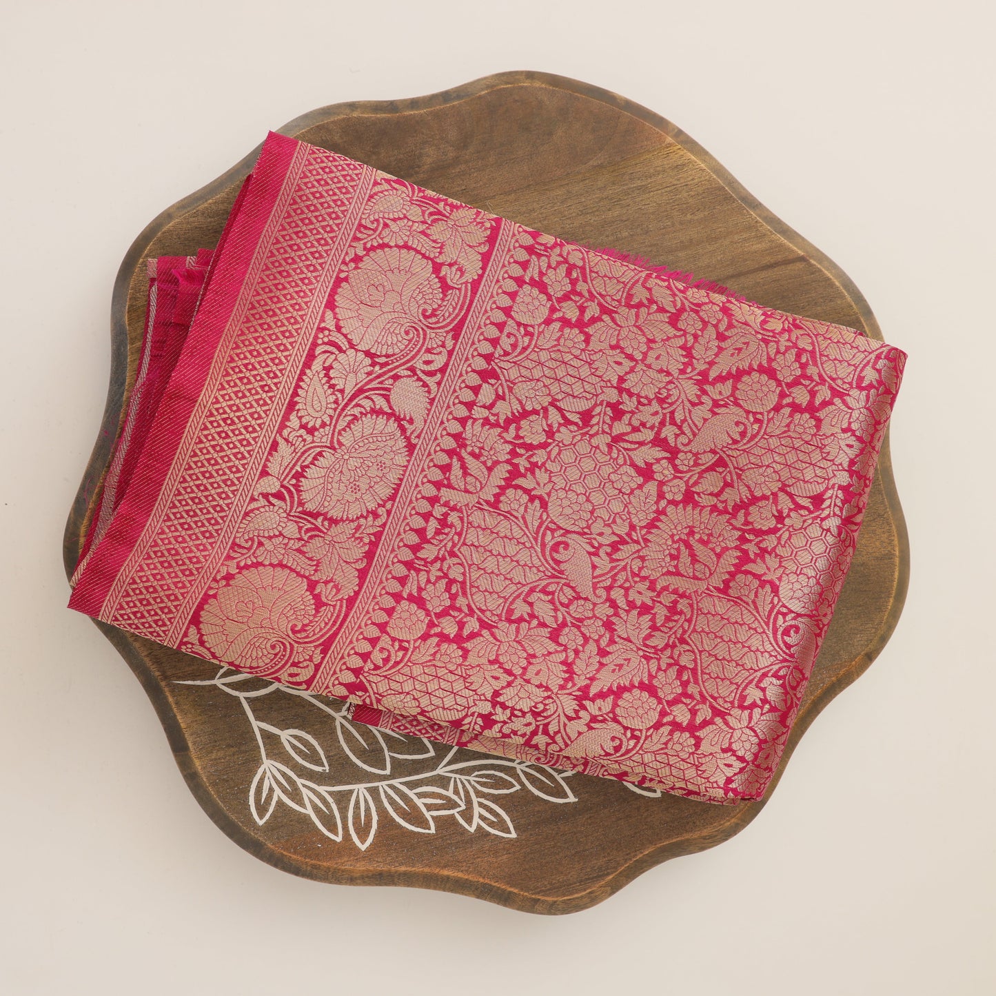 Semi Banarasi Hot Pink Saree