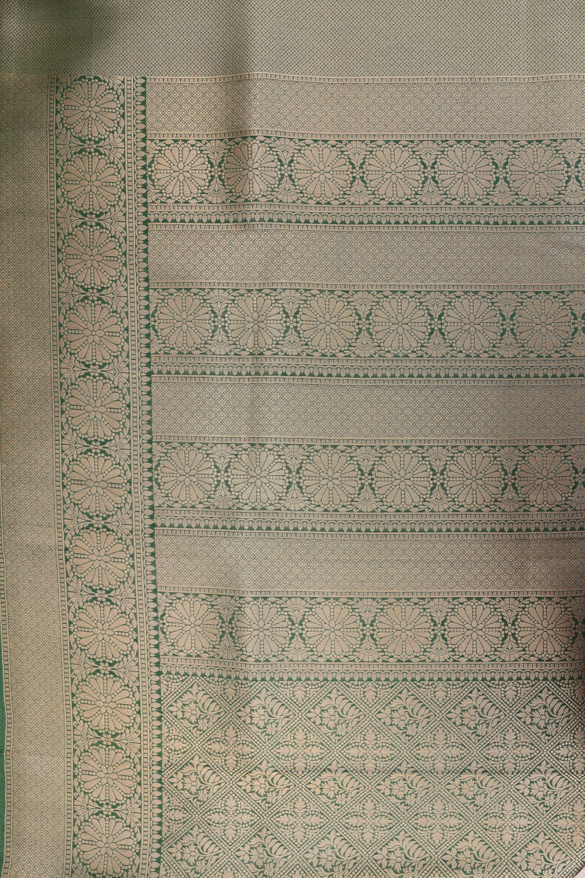 Banarasi Bottle Green Saree