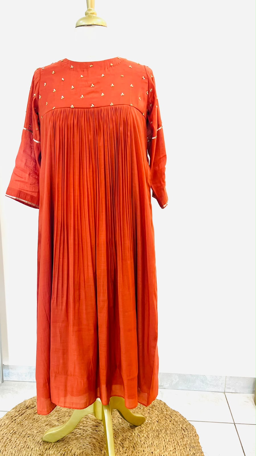 Ethnic wear burned orange colour