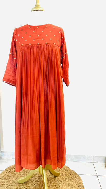 Ethnic wear burned orange colour