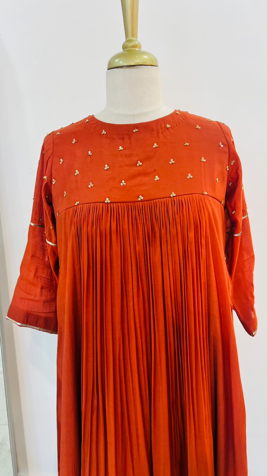 Ethnic wear burned orange colour