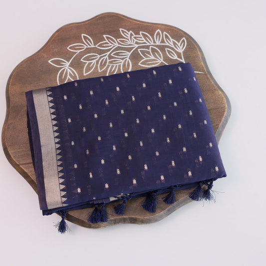 Midnight Blue soft cotton Saree