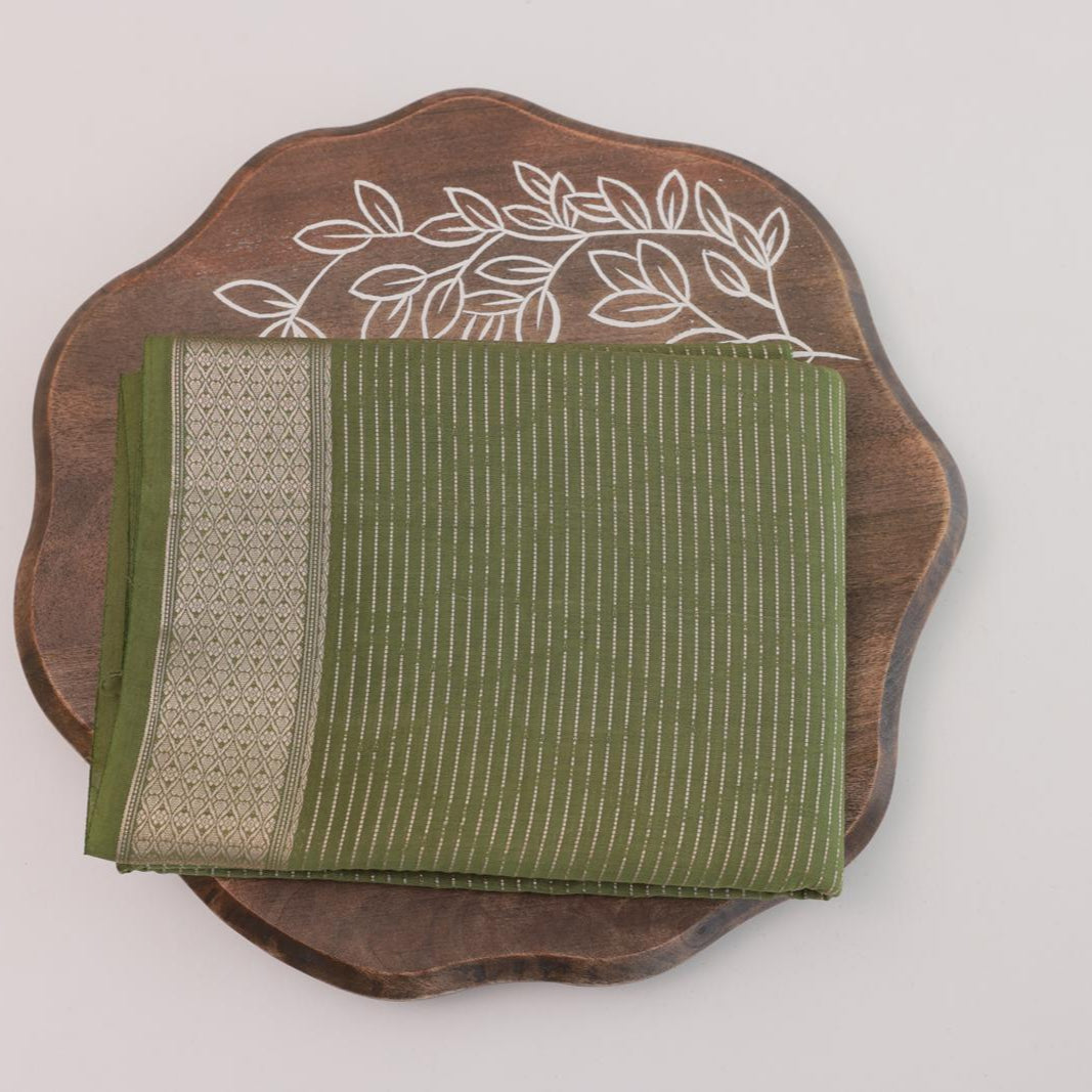 Dusty Green soft cotton Saree