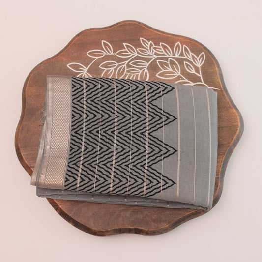 Chanderi Ice Grey Saree