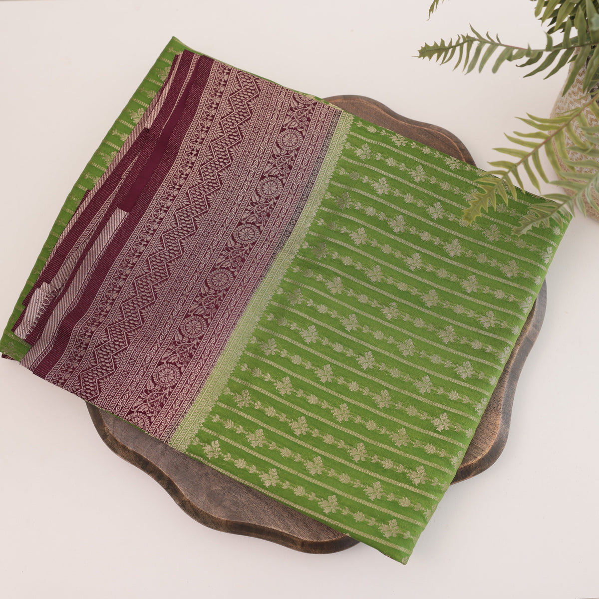 Semi Silk Kelly Green Saree