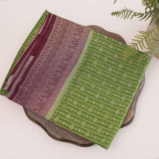 Semi Silk Kelly Green Saree