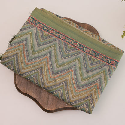 Parrot Green Zig Zag Saree
