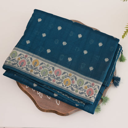 Paithani Silk Ocean Blue Saree