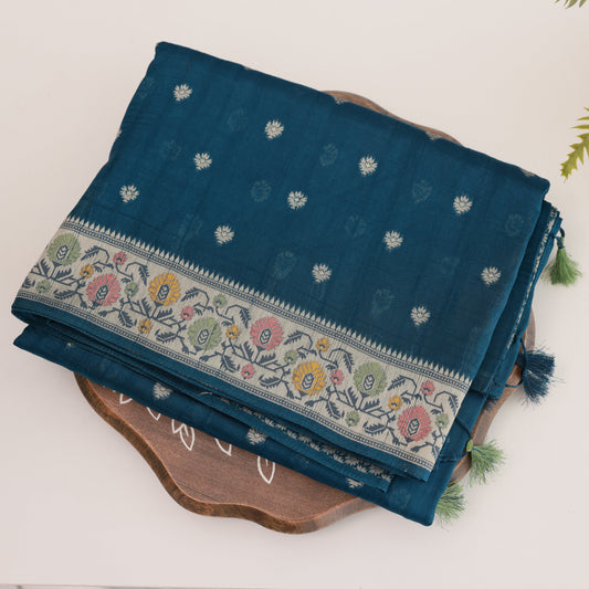 Paithani Silk Ocean Blue Saree