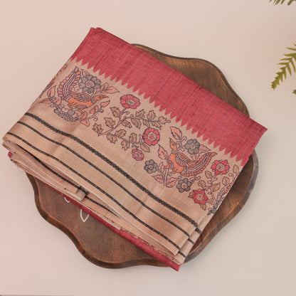 Tussar Bubble Gum Saree