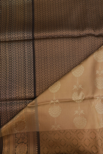 Jacquard Silk Dark Mocha Beige Saree