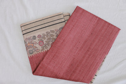 Tussar Bubble Gum Saree