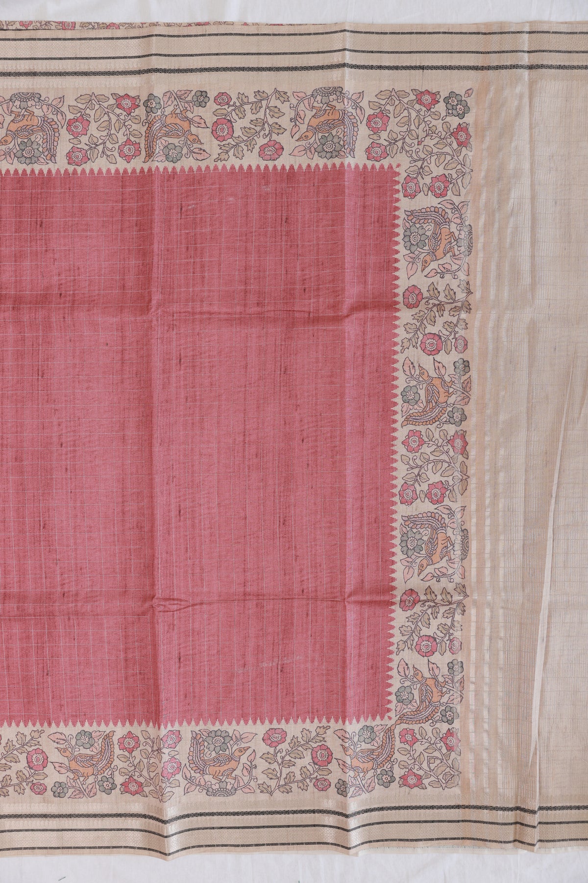 Tussar Bubble Gum Saree