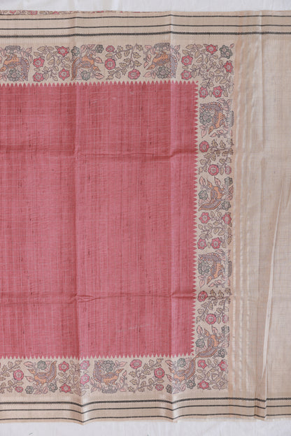 Tussar Bubble Gum Saree