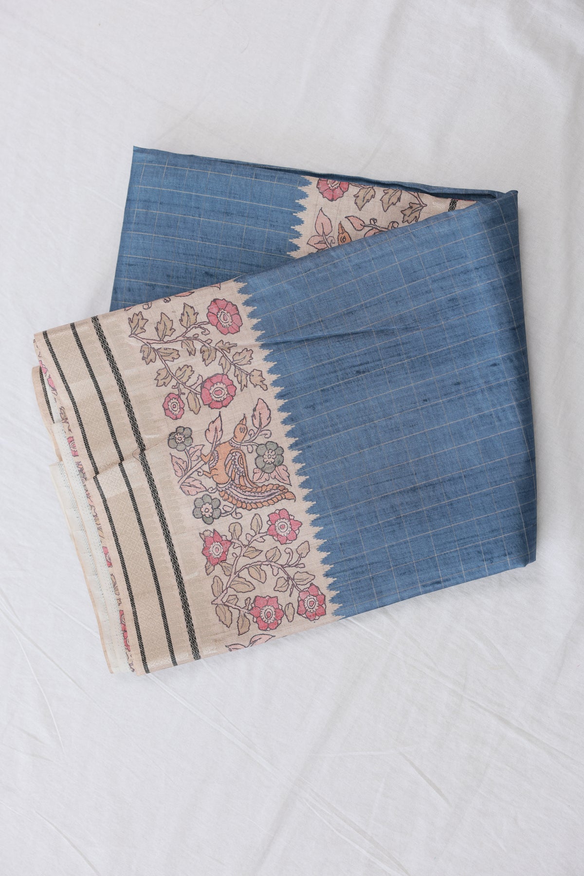 Tussar Indigo Blue Saree