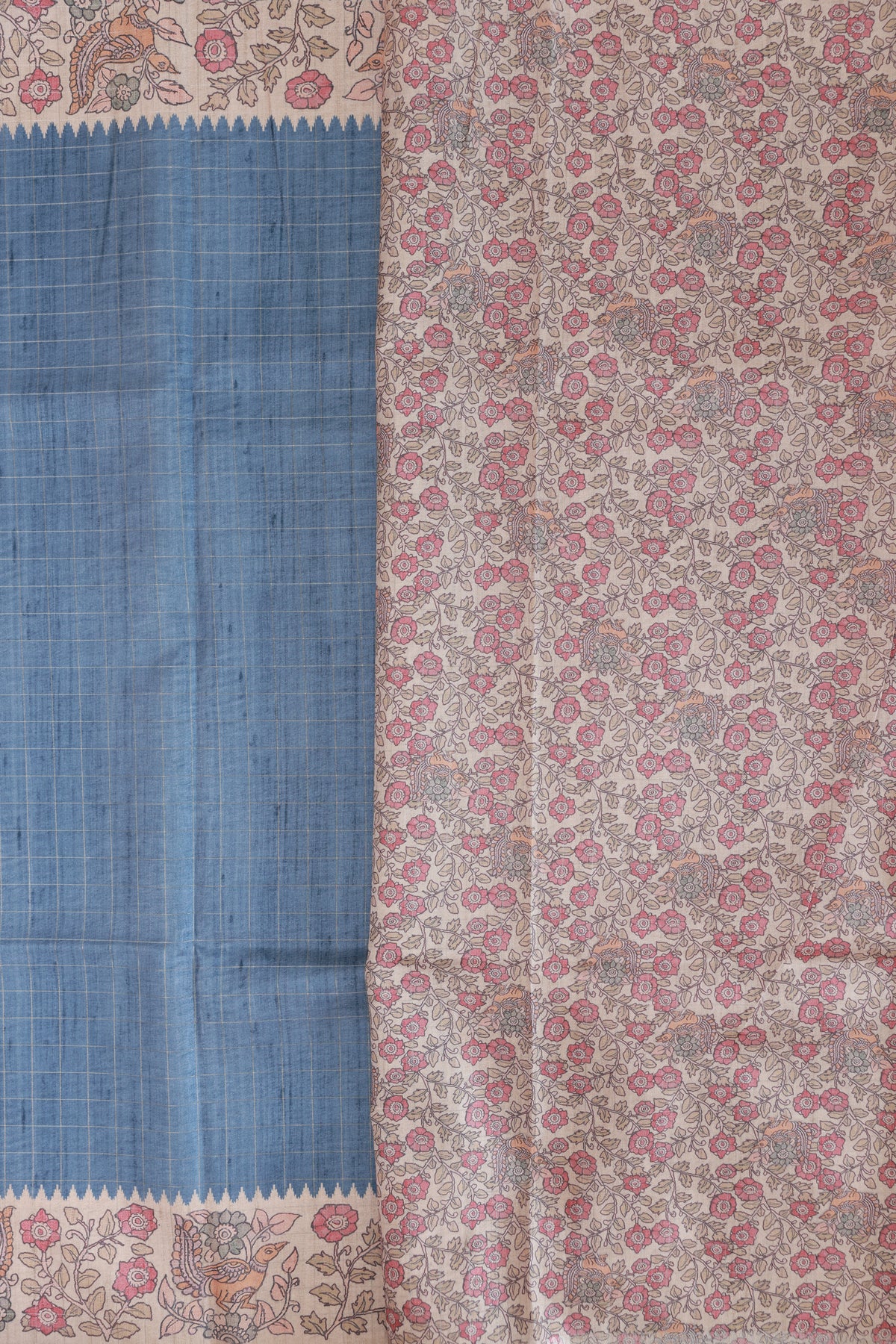 Tussar Indigo Blue Saree