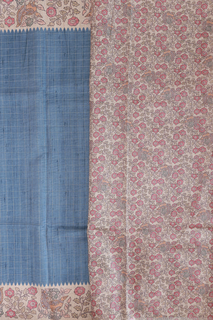 Tussar Indigo Blue Saree