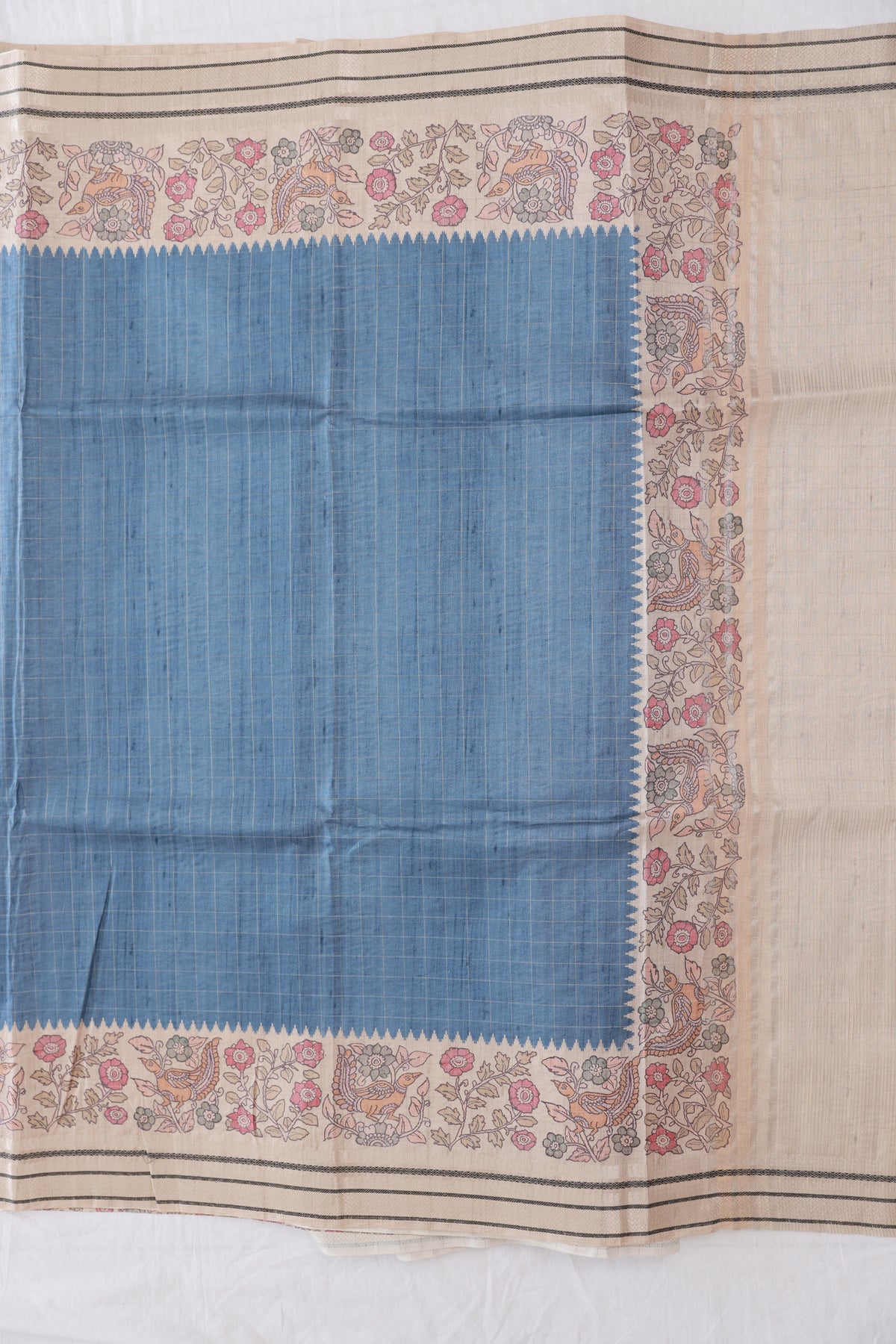 Tussar Indigo Blue Saree