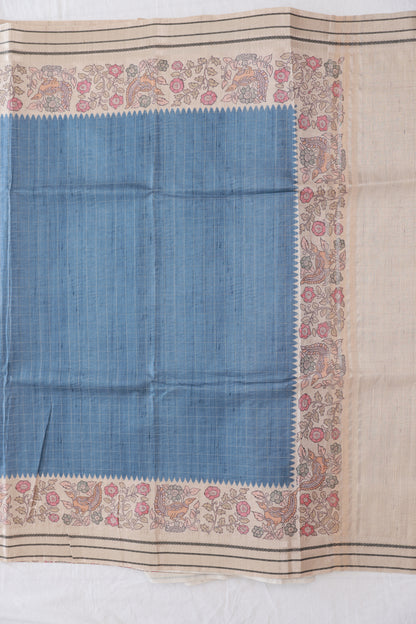 Tussar Indigo Blue Saree