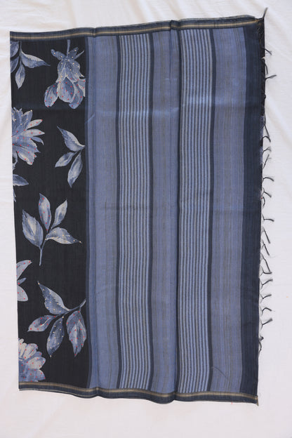 Printed Semi Silk Blue Berry Saree
