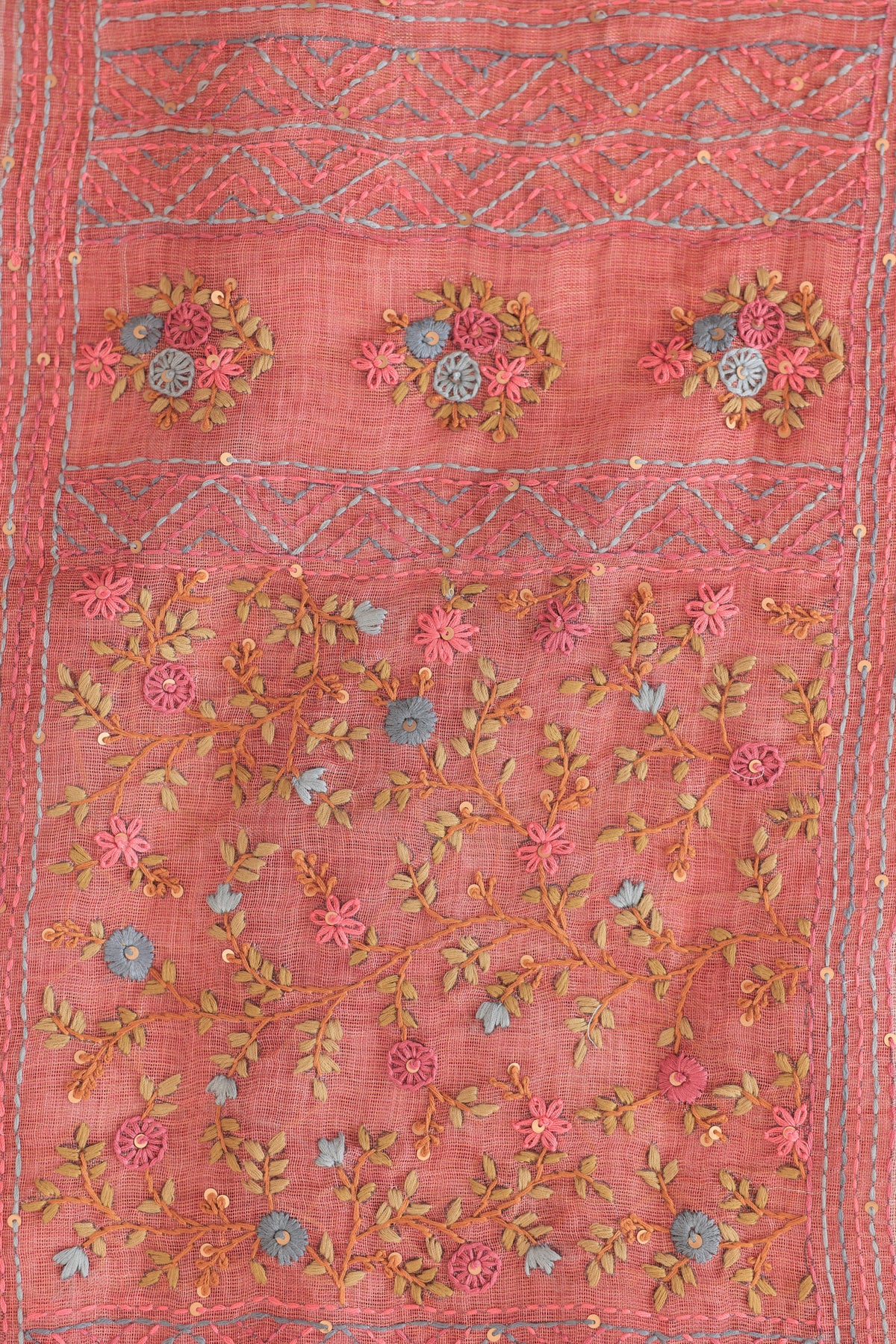Linen Salmon Pink Saree