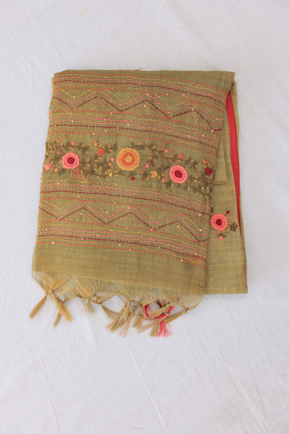 Linen Pale Green saree