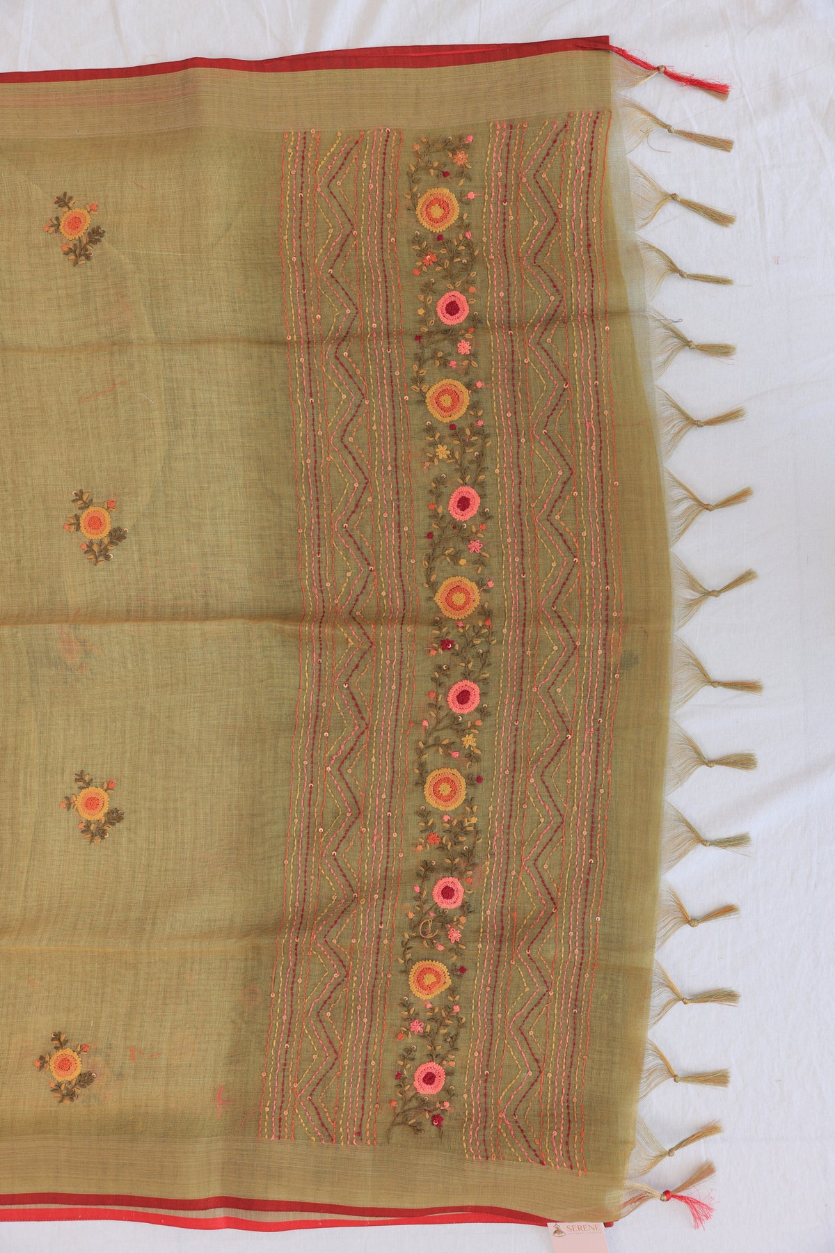Linen Pale Green saree