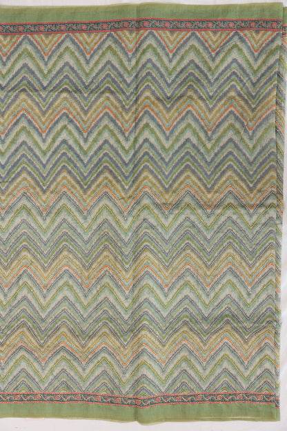 Parrot Green Zig Zag Saree