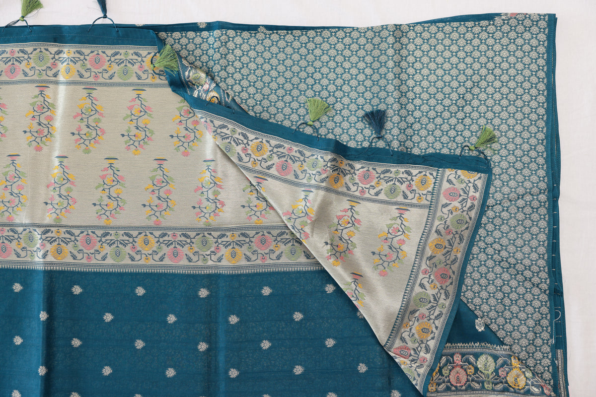 Paithani Silk Ocean Blue Saree