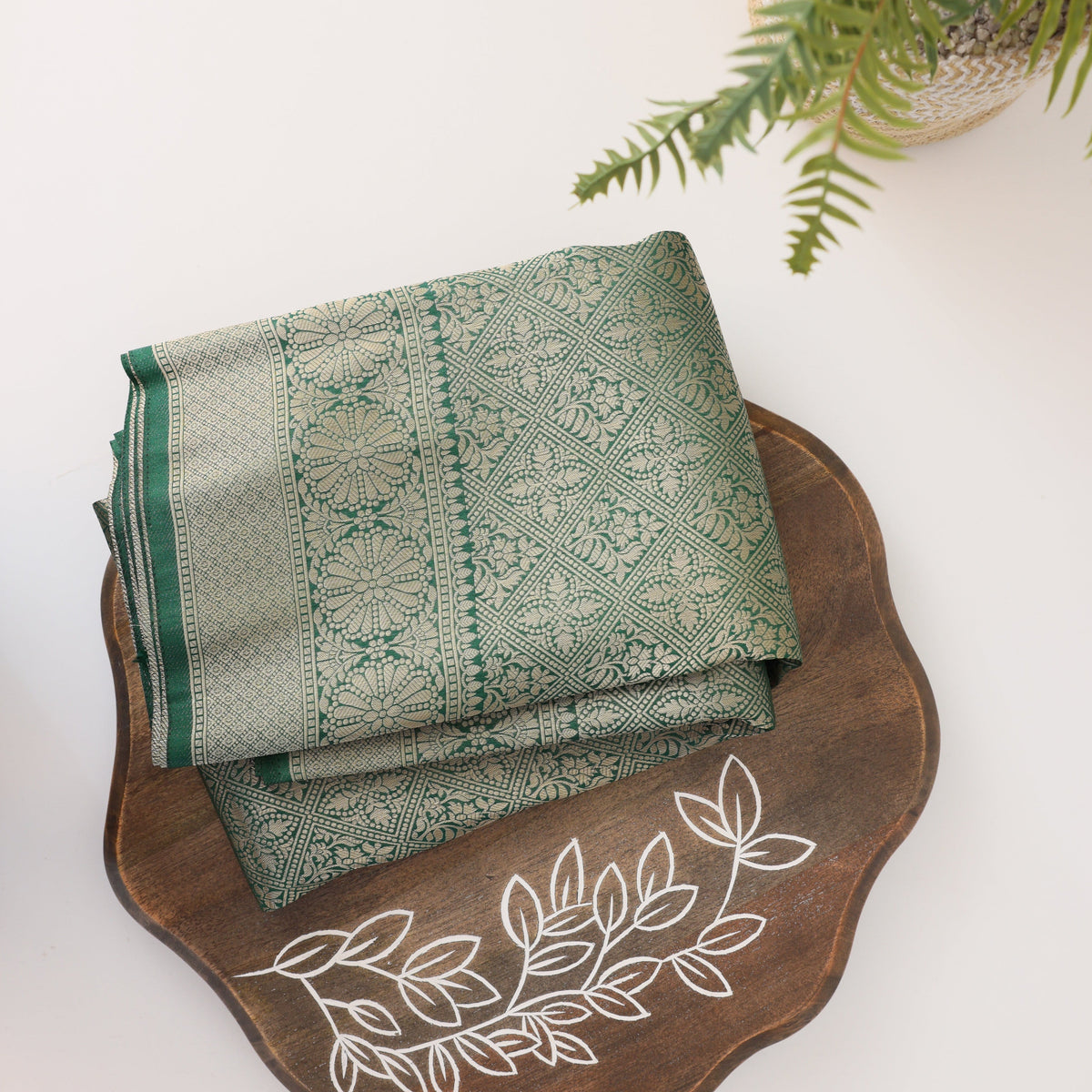 Banarasi Bottle Green Saree