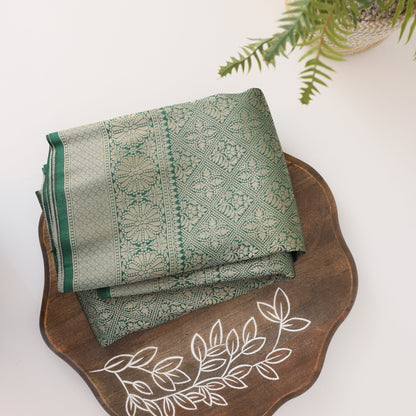 Banarasi Bottle Green Saree