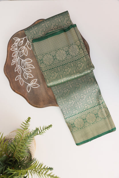 Banarasi Bottle Green Saree