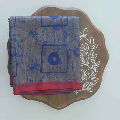 Royal Blue Printed Semi-Silk Saree