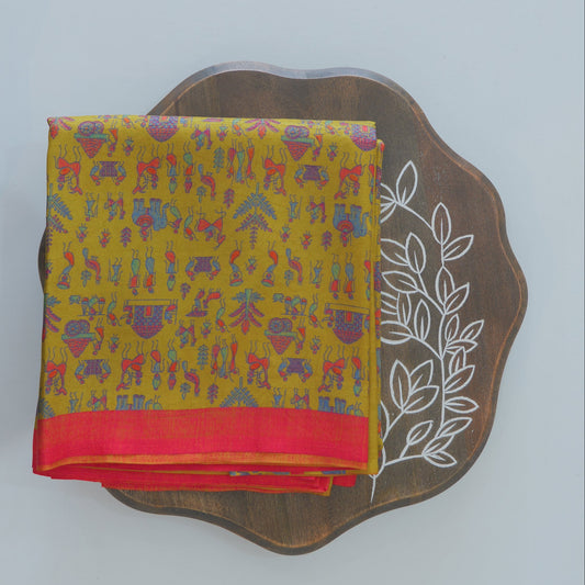 Citrine Printed Semi Silks