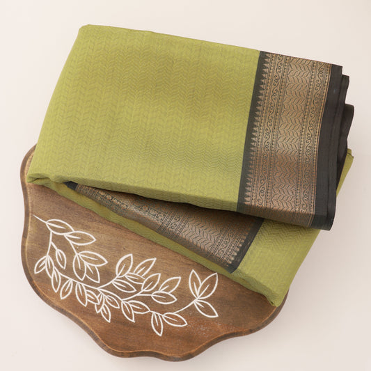 Jacquard Silk Olive Green Saree