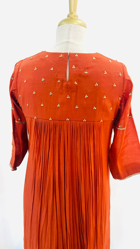 Ethnic wear burned orange colour